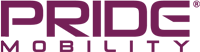 Purple “PRIDE MOBILITY” logo on a white background