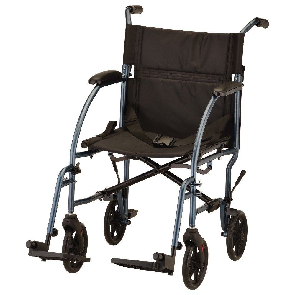 Nova lightweight transport chair with desk arms.