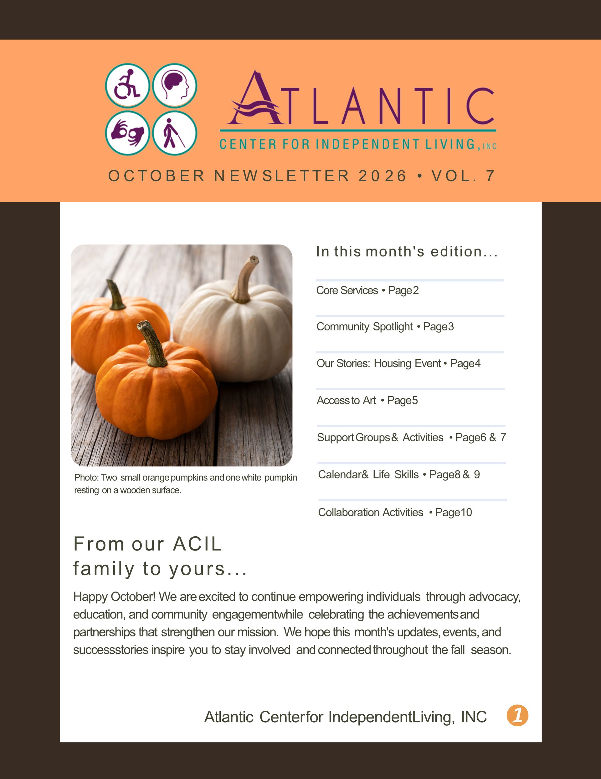 Atlantic newsletter cover with a sunset photo and “In this month’s edition” highlights.