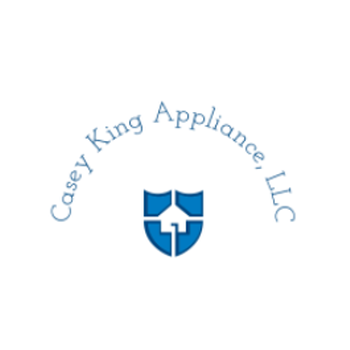 Logo for Casey King Appliance, LLC, with a blue shield-shaped graphic and text in a blue arc.