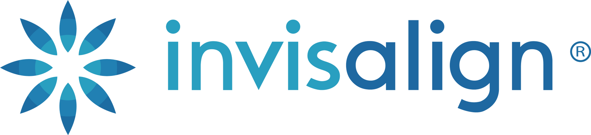 Invisalign logo: a stylized blue flower next to the word