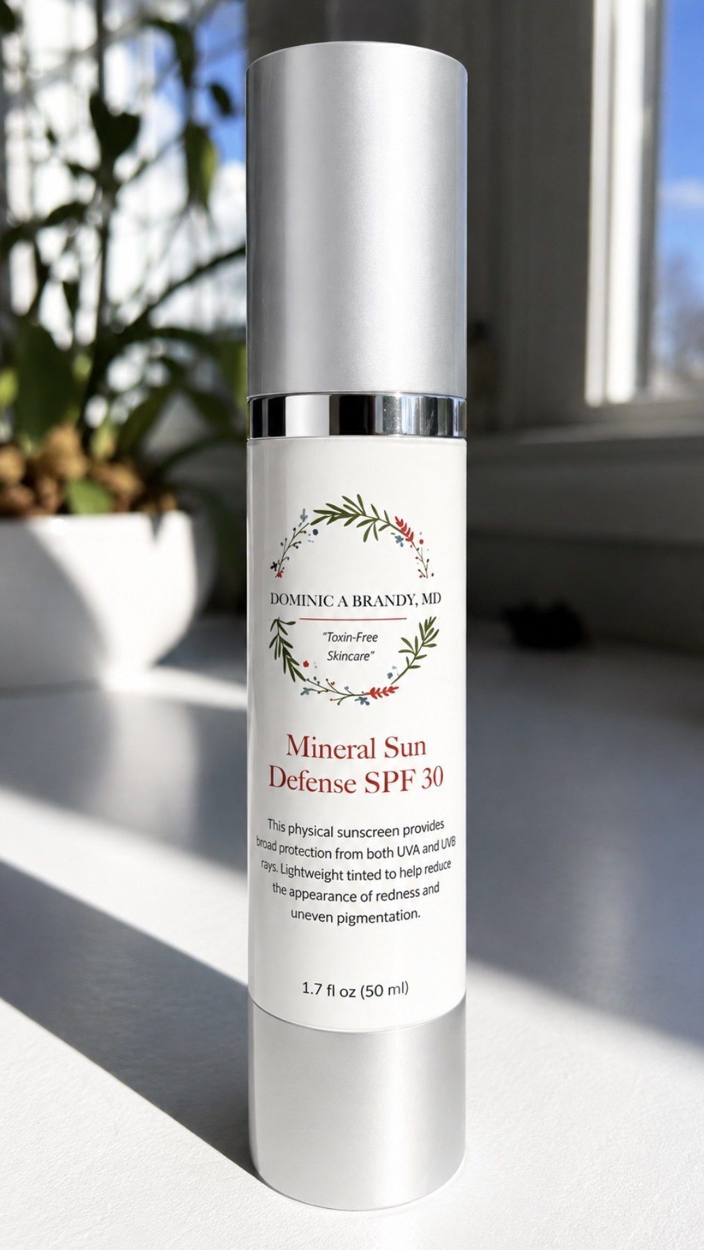 Mineral Sun Defense SPF 30 bottle, a physical sunscreen, 1.7 fl oz