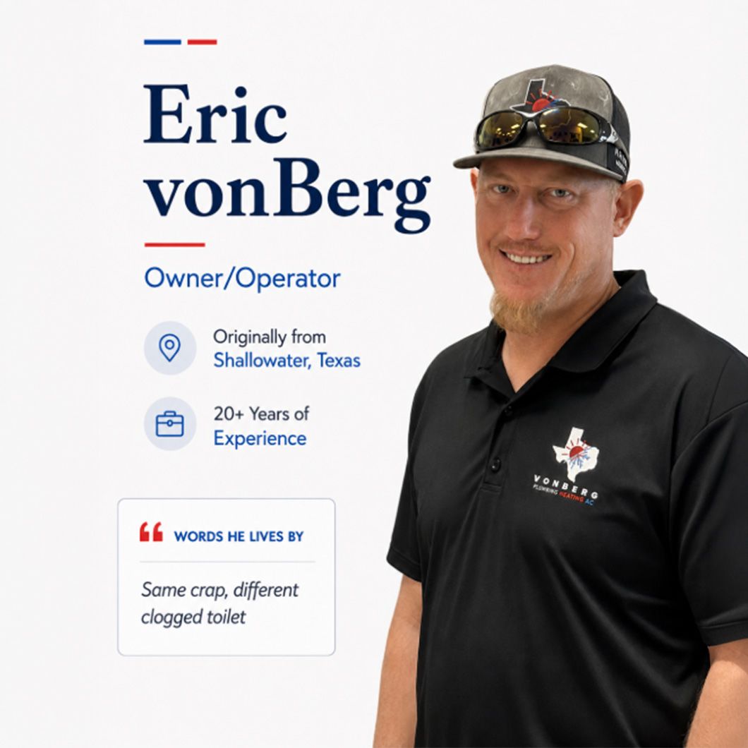 Eric vonBerg portrait with name, title, location, and work experience on a white background