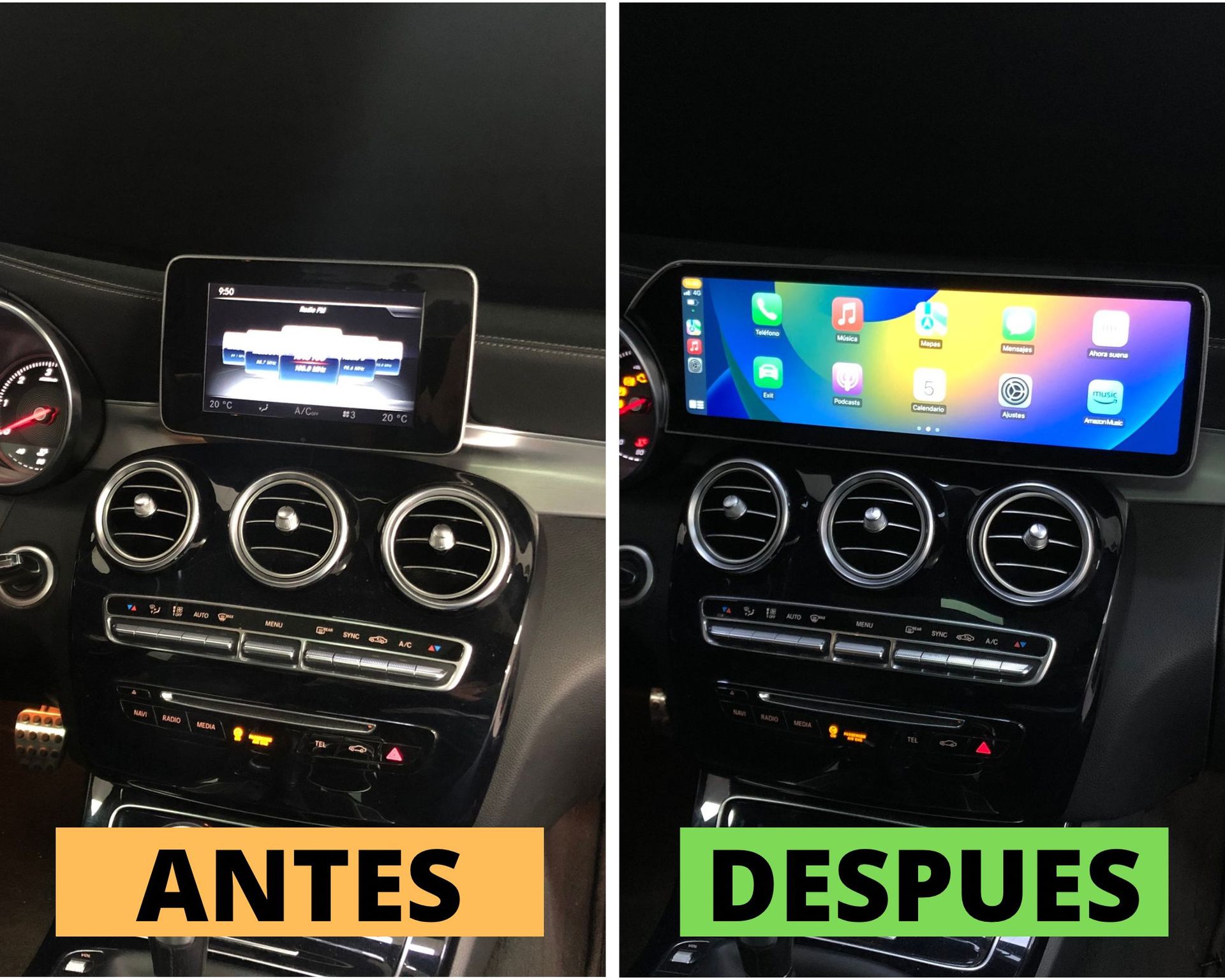 Pantalla android 15 Mercedes c y glc