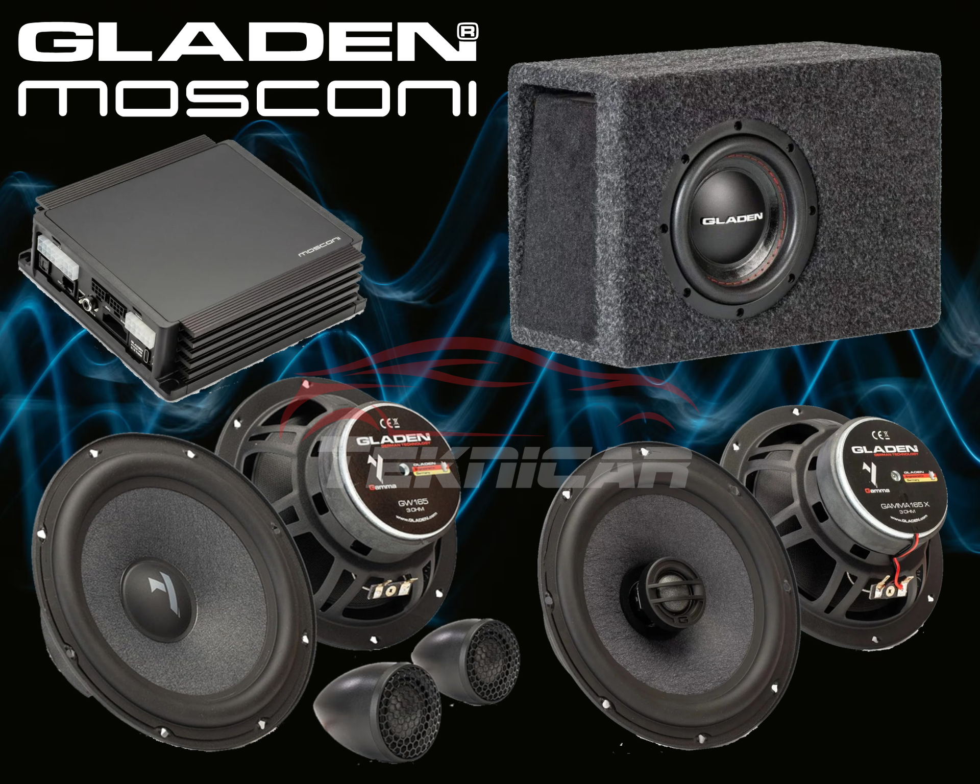 Sistema sonido Gladen Mosconi Premium con DSP y Subwoofer
