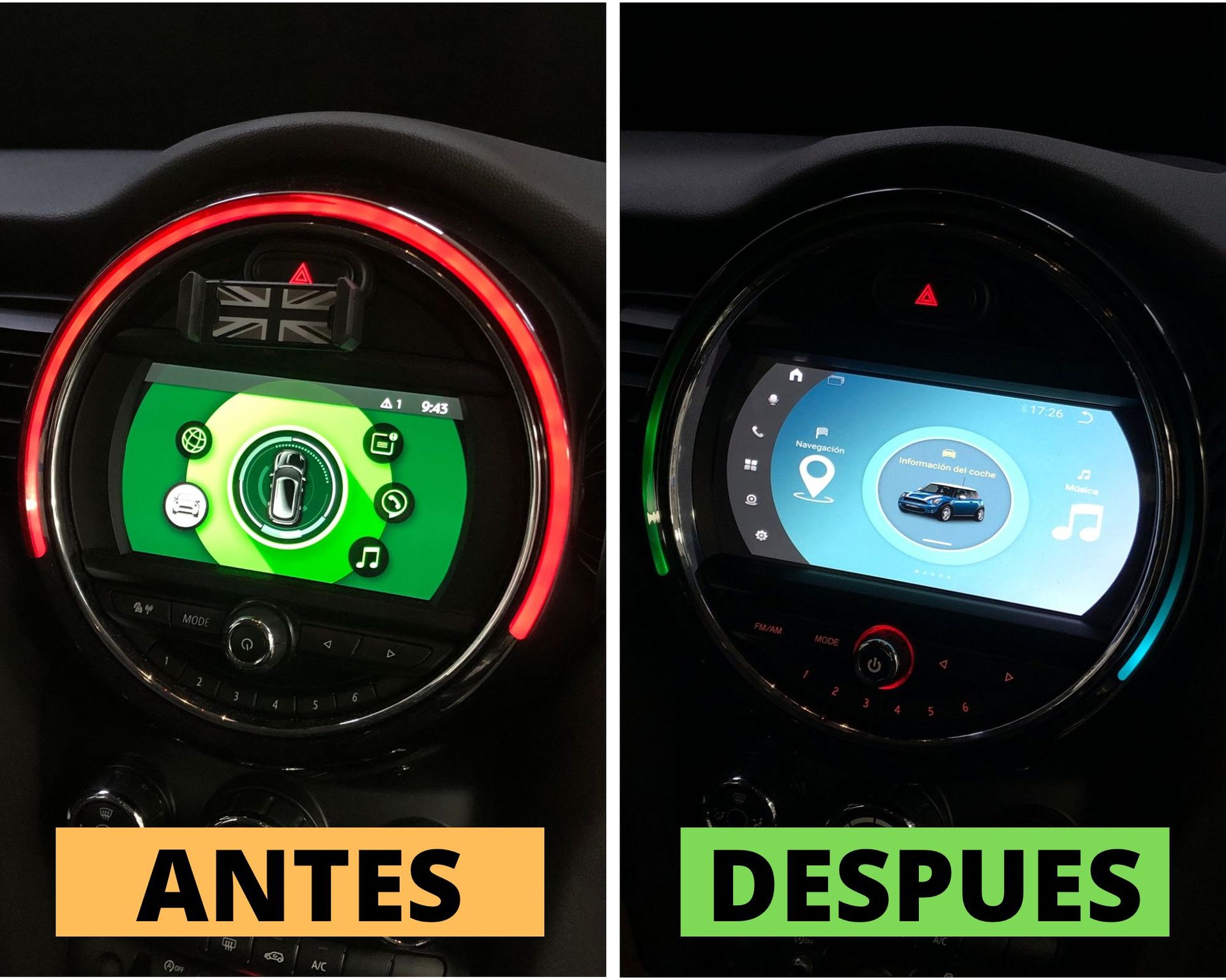 Pantalla android Mini Cooper F55 F56 F57 2018-2023 con sistema EVO