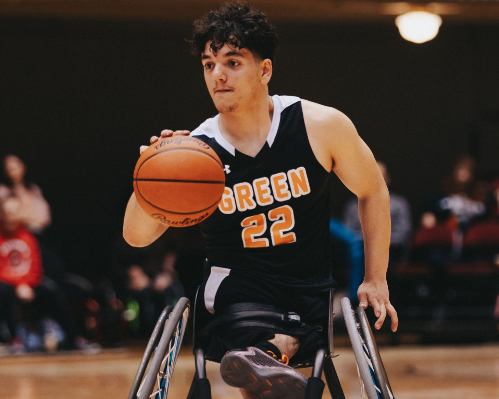Green wheelchair basketball team. 