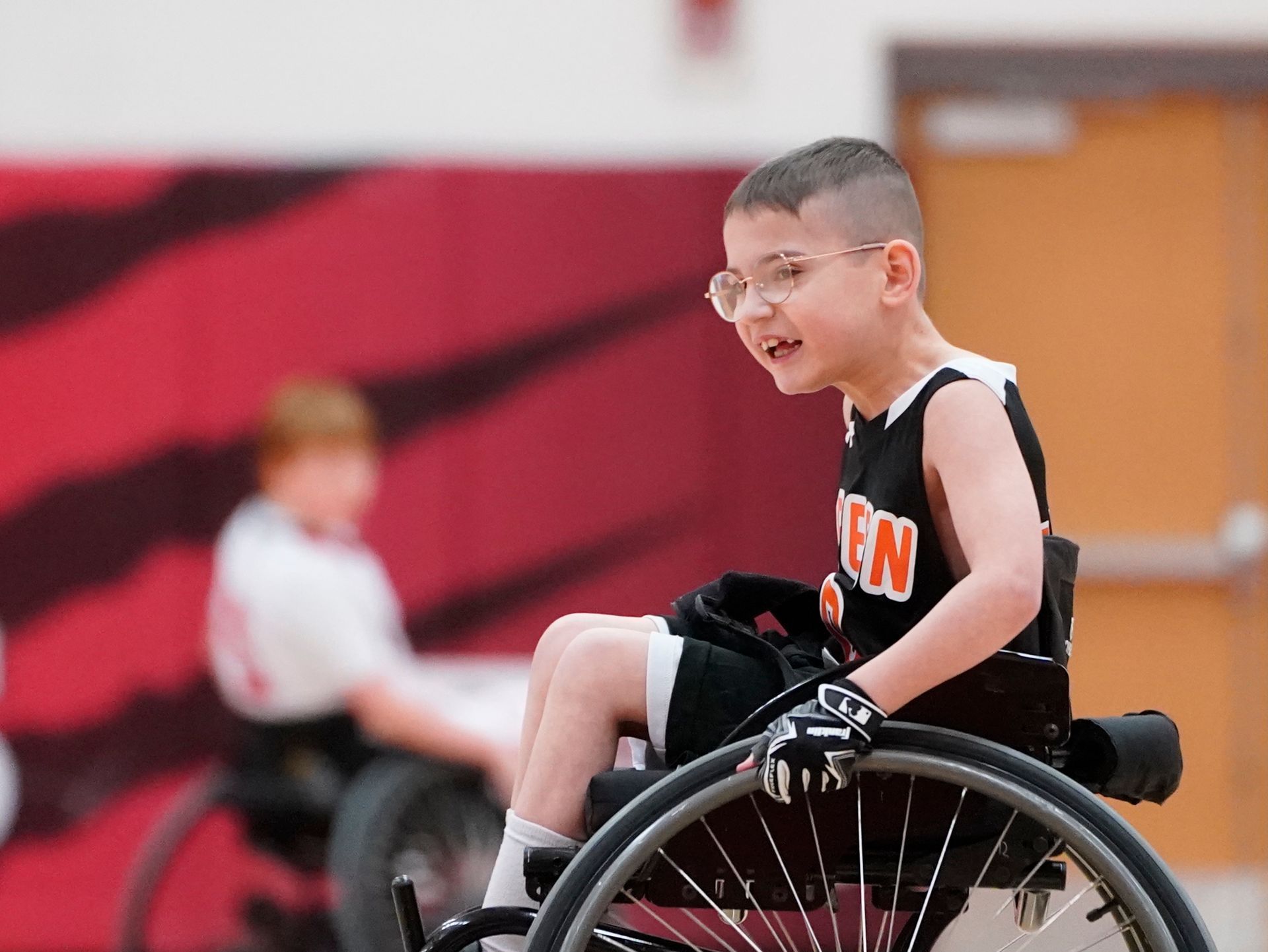Green wheelchair basketball team.. 