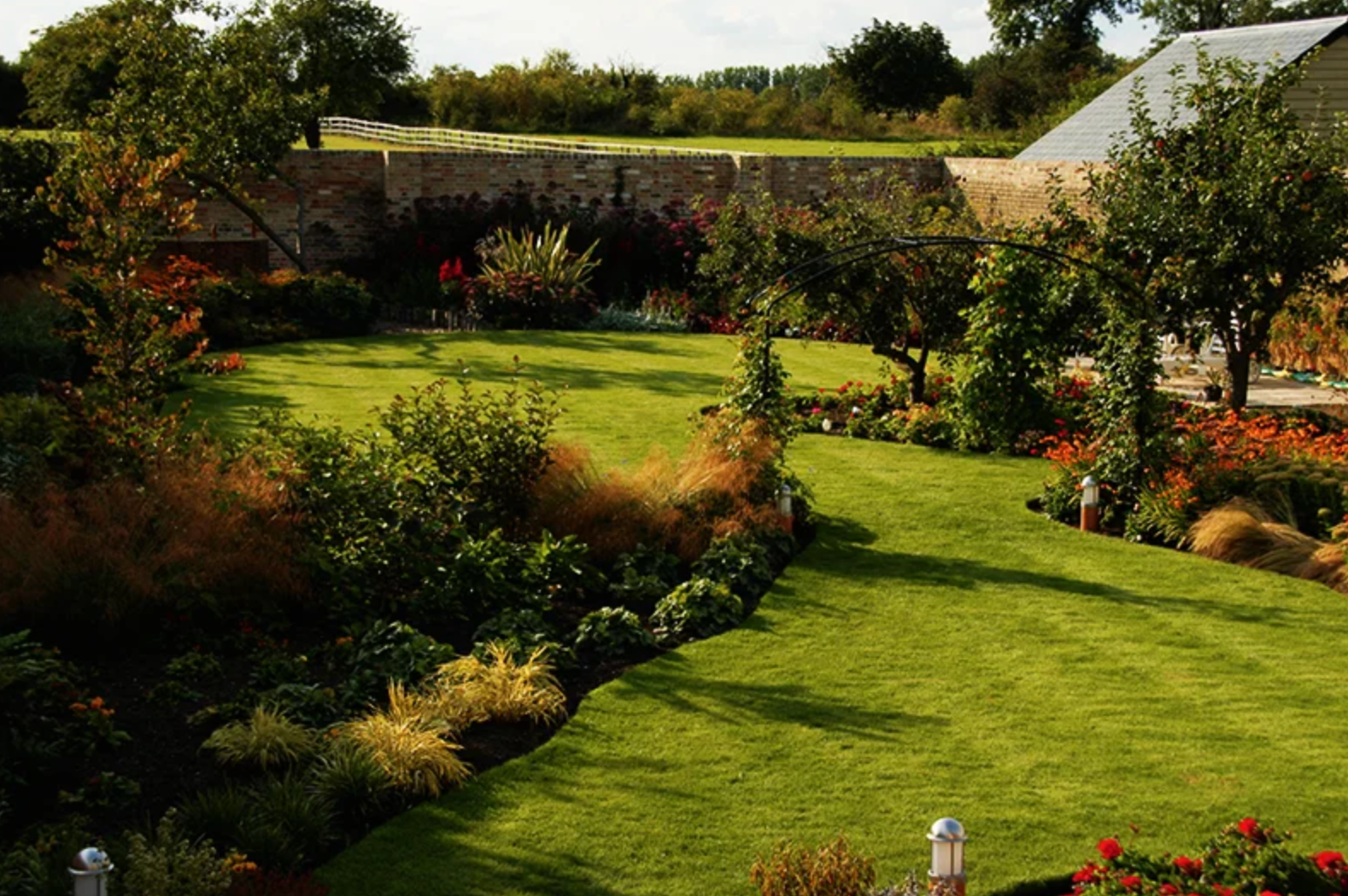 English garden with layered naturalistic planting