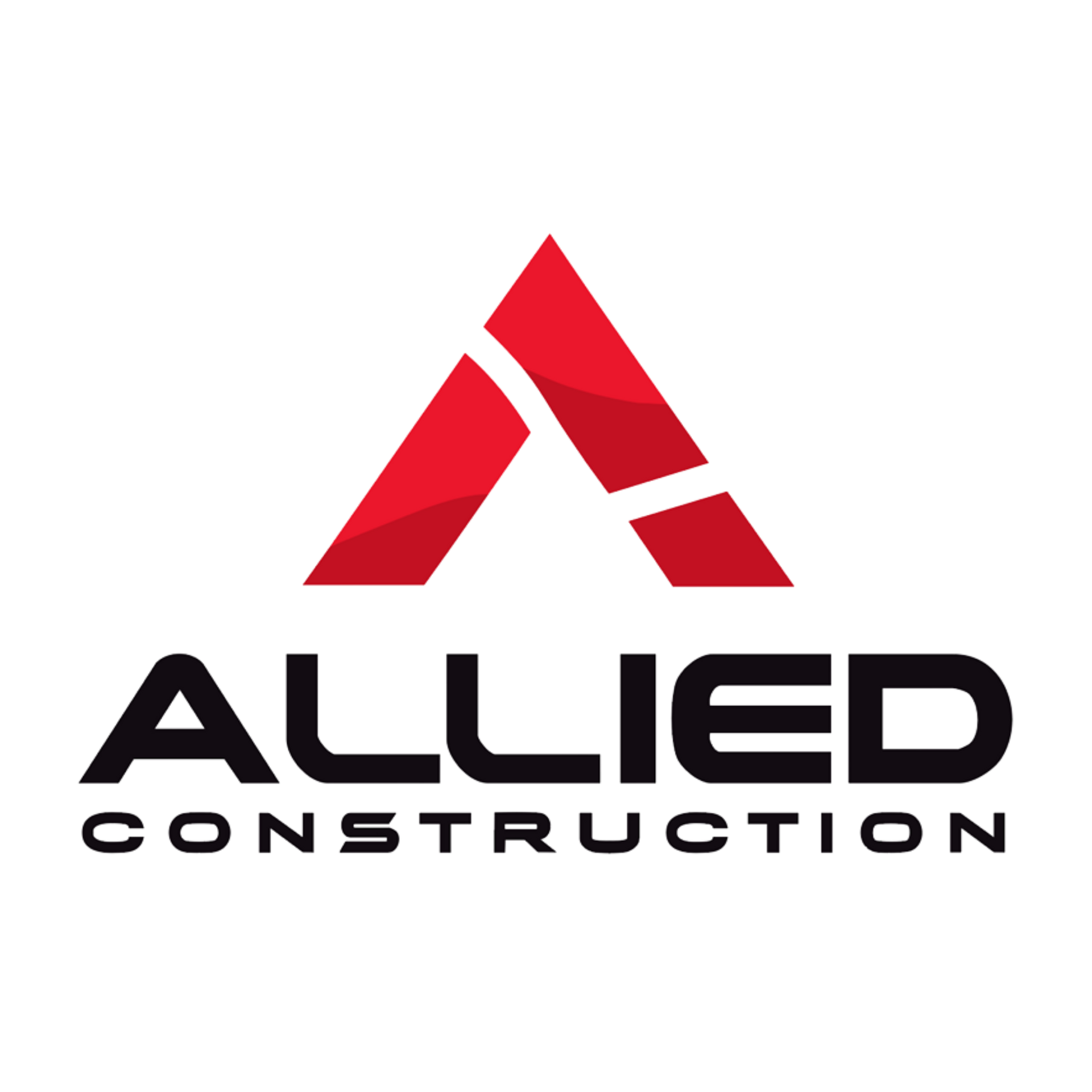 Logo for Allied Construction: An "A" shape with red and blue accents over blue text "ALLIED" and red text "CONSTRUCTION."