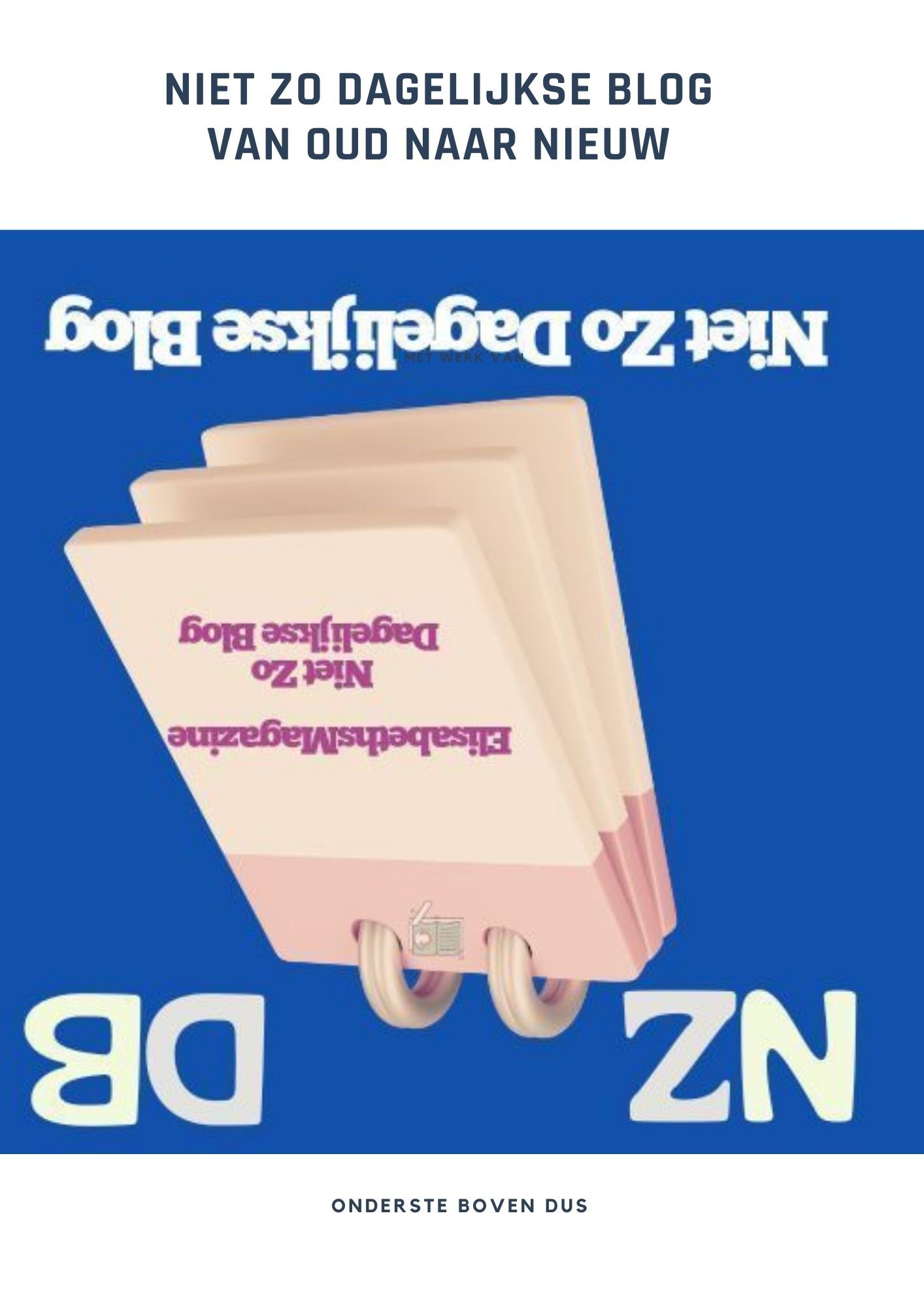 Book cover: a blue background with a stack of notepads and text