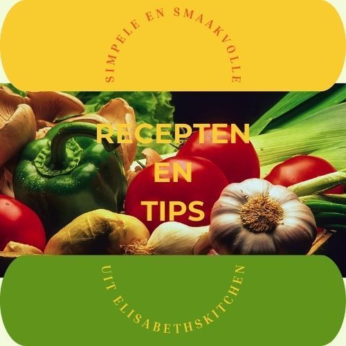 Receptengids met verse groenten; geel en groen ontwerp.