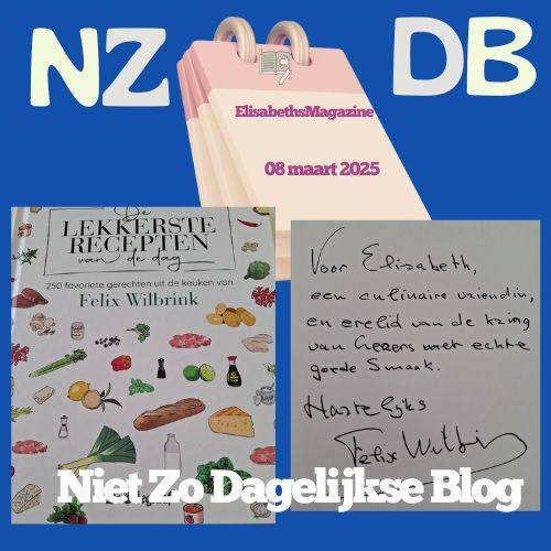 Afbeelding van een kookboek en een briefje ondertekend door Felix Wilbrink met de tekst