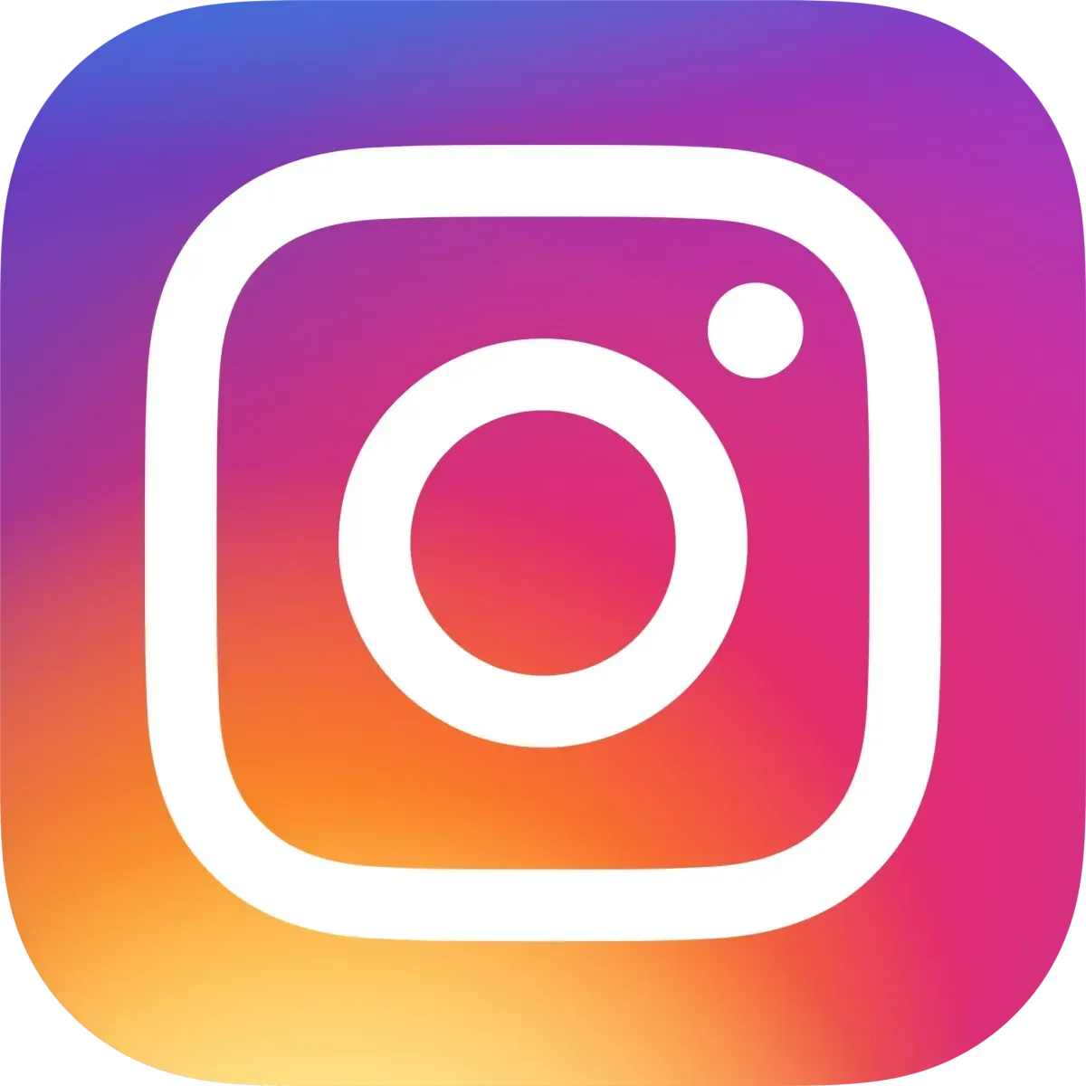 A white instagram logo with a purple and orange background