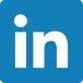 A blue linkedin logo with white letters on a blue background.