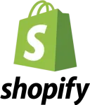 The shopify logo is a green shopping bag with a white letter s on it.