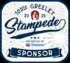 Greeley Stampede logo: 103rd event in 2025, sponsored by Chevron. Features a cowboy on a horse.