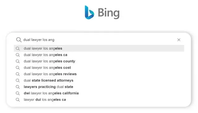 Bing search suggestions for