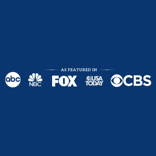 Logos of ABC, NBC, Fox, USA Today, and CBS with text