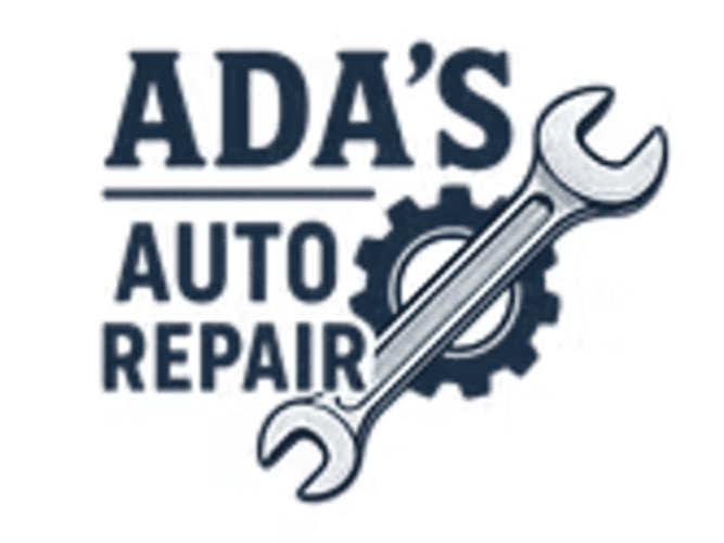 Ada's Auto Repair logo with text and a wrench crossing a gear.