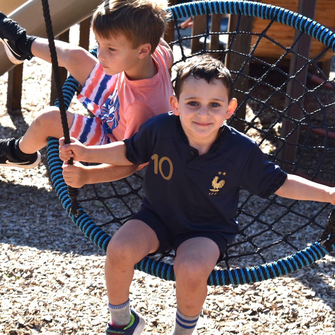 A boy on a swing