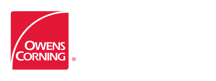 The owens corning logo is red and white on a white background.