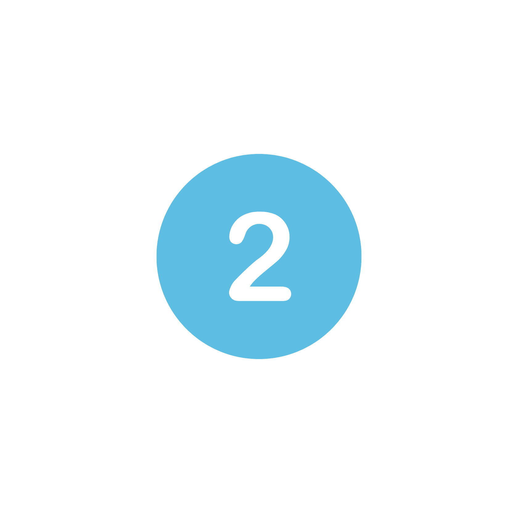 The number two is in a blue circle on a white background.