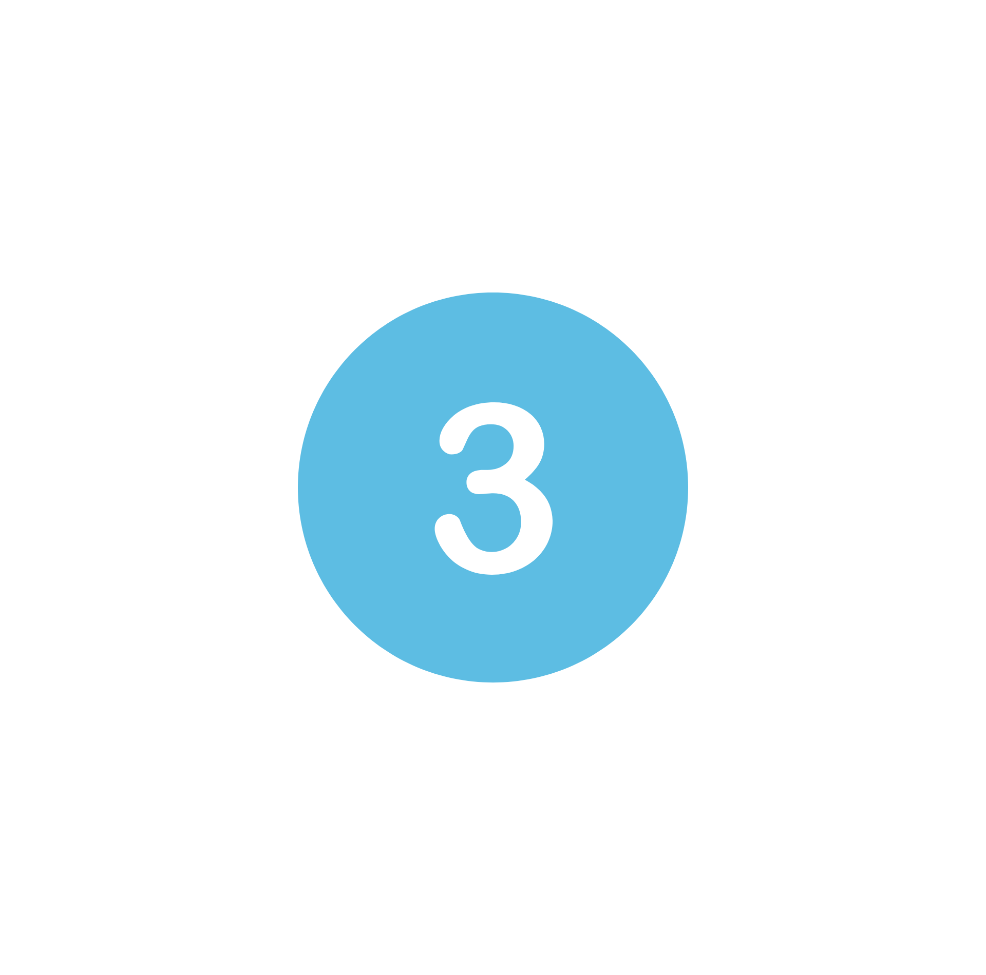 The number three is in a blue circle on a white background.