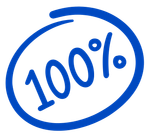 A blue circle with the number 100 inside of it.