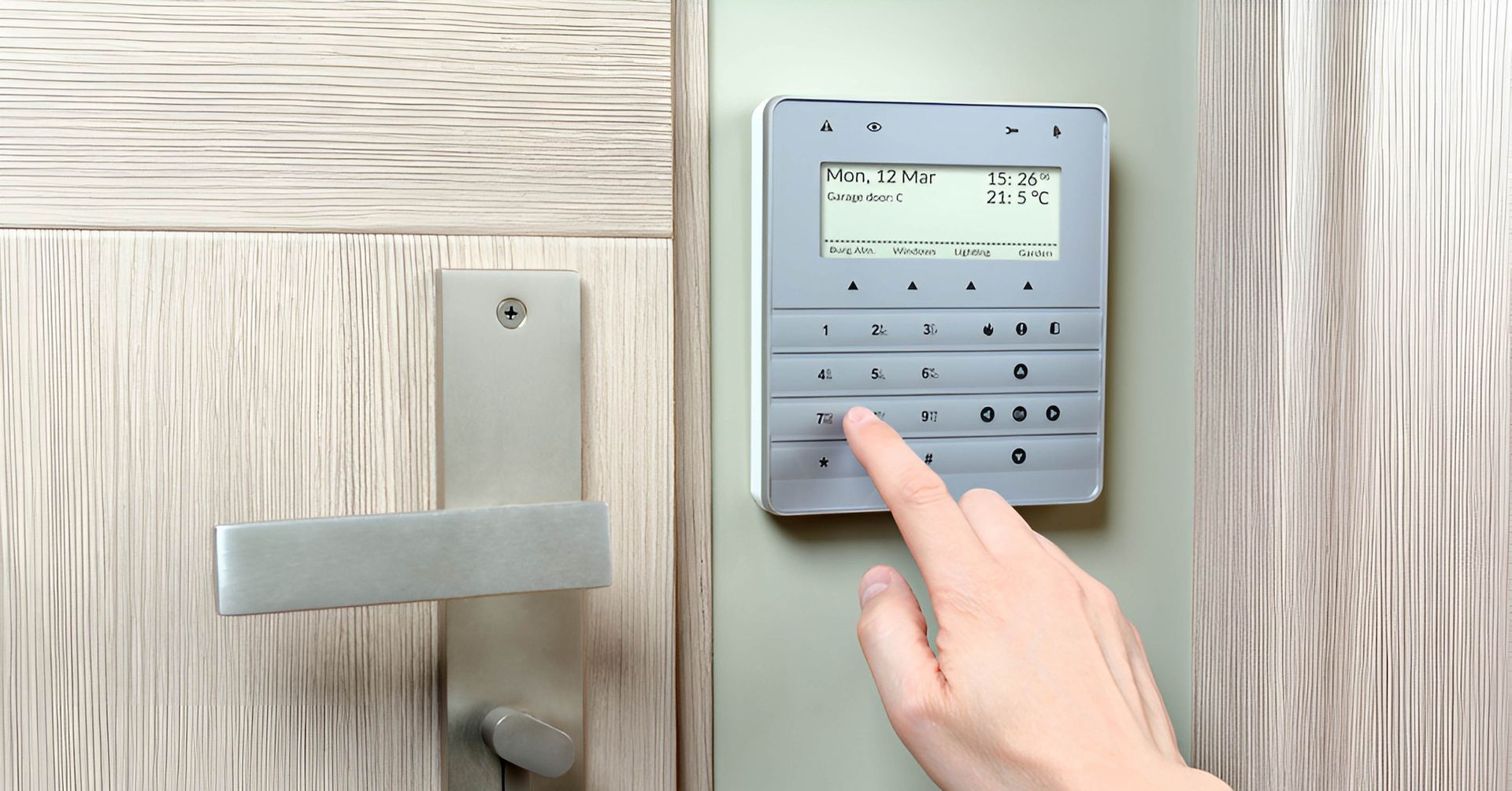 A Person is Pressing a Button on a Security System — Adept Security In Wollongong, NSW