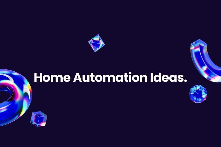 A blue background with the words `` home automation ideas '' written on it.