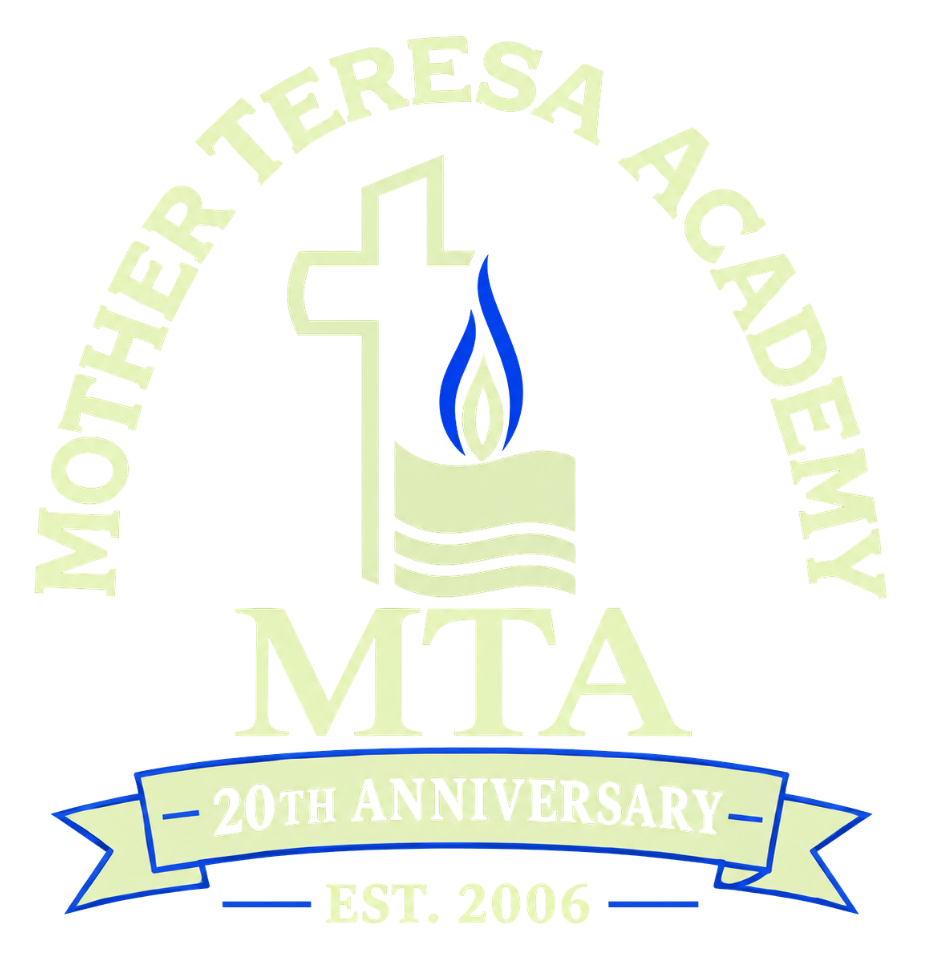 Light gray logo with a cross, flame, and “MTA” text inside a circular church emblem