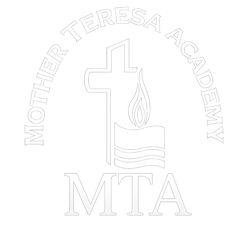 Light gray logo with a cross, flame, and “MTA” text inside a circular church emblem