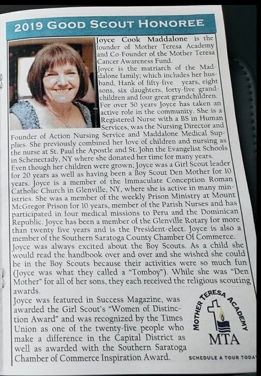 2019 Good Scout Honoree article with portrait and MTA logo on teal background