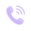 Lavender phone handset with signal waves, suggesting a call icon