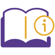 Three outlined office coworkers in purple and gold line art, standing together on a white background
