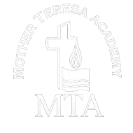 Light gray logo with a cross, flame, and “MTA” text inside a circular church emblem