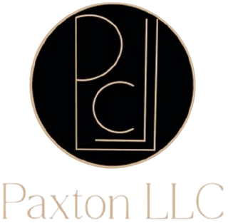 Paxton LLC logo: gold monogram in a black circle above the company name.