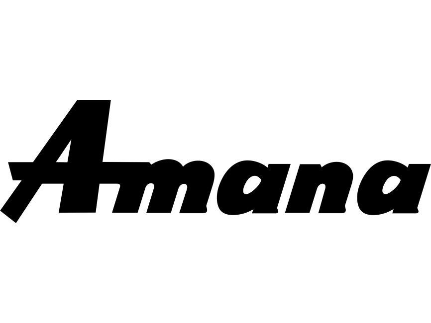 A black and white logo for a company called amana.