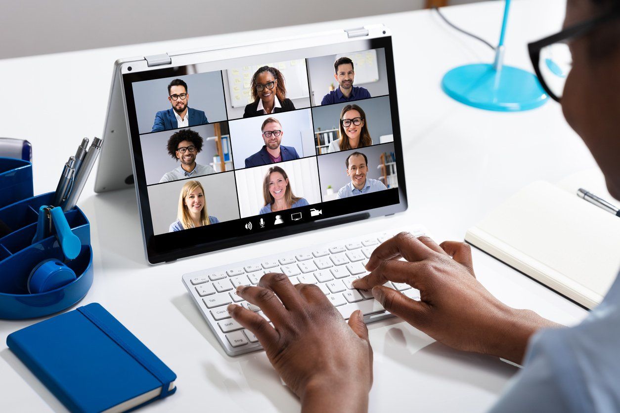 A business professional participating in a virtual training