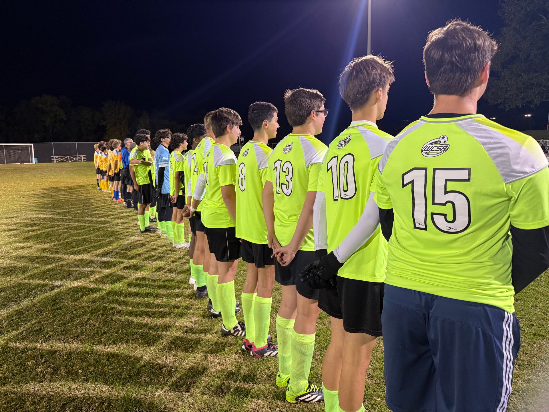 Williamson County Soccer Association boys team standing in a line up