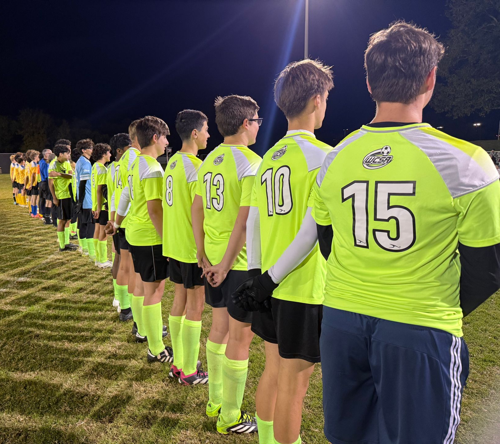  Williamson County Soccer Association boys standing in a line up