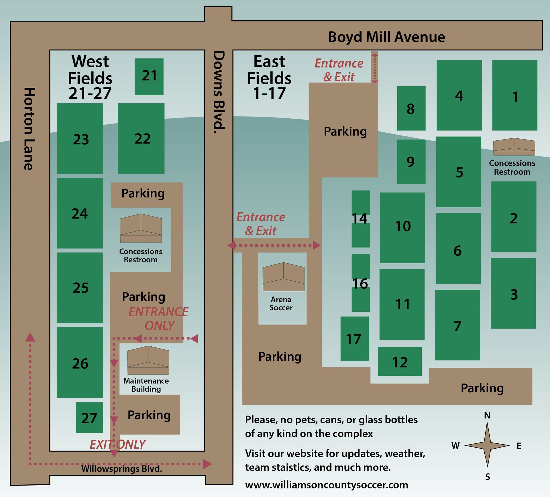 Map of Williamson County Soccer Complex