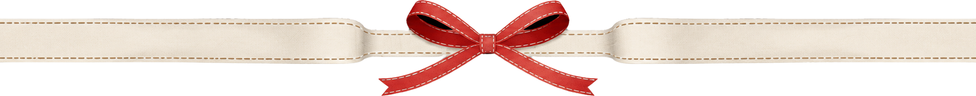 Cream ribbon with a red bow centered on a beige background