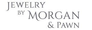 Jewelry by Morgan & Pawn logo in gray text.