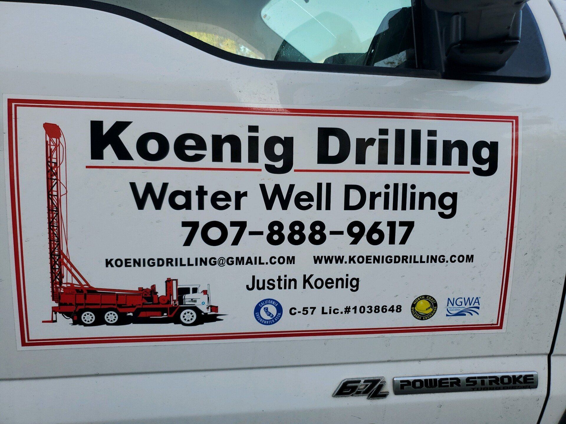 Koenig Drilling Water Well Drilling Place On Truck Door - Sonoma, CA - Koenig Drilling