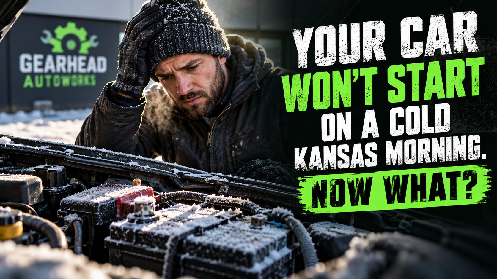 No Start car battery on a freezing Kansas morning at Gearhead Autoworks in Maize, KS.