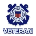 United States Coast Guard emblem with “VETERAN” in bold blue text