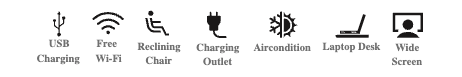 Icons representing shuttle amenities