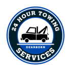 A logo for 24 hour towing services in dearborn